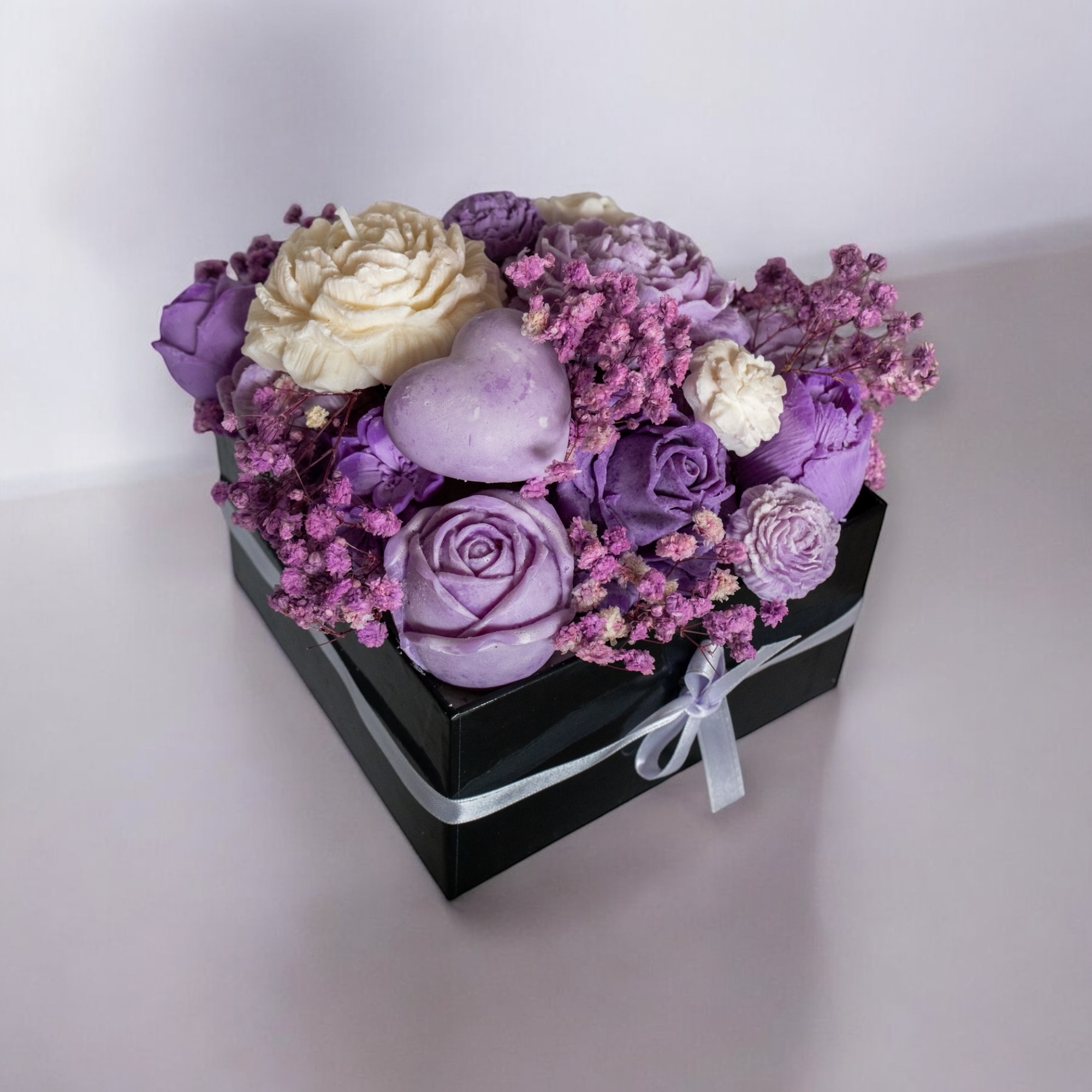 Bouquet fleur bougie mauve