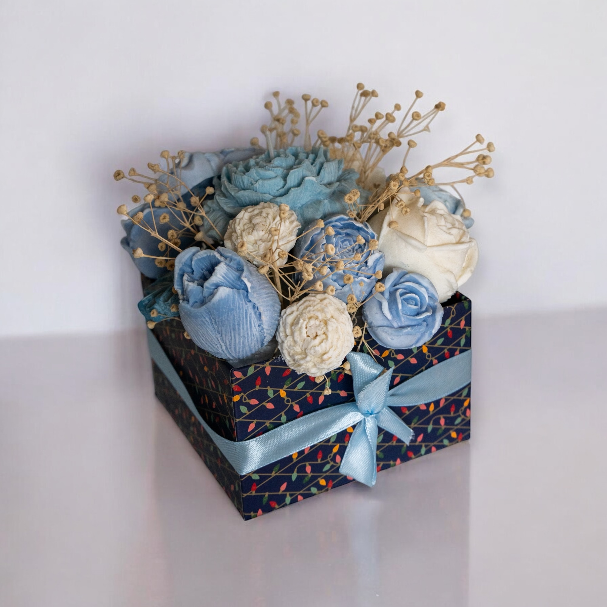 Bouquet bleu – Bougies bio fleuries