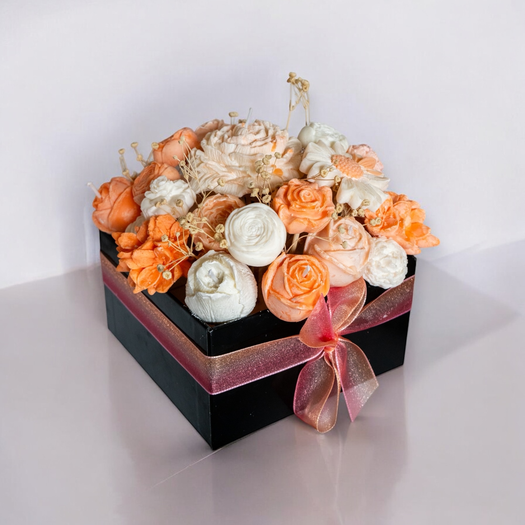 Bouquet fleur bougie orange