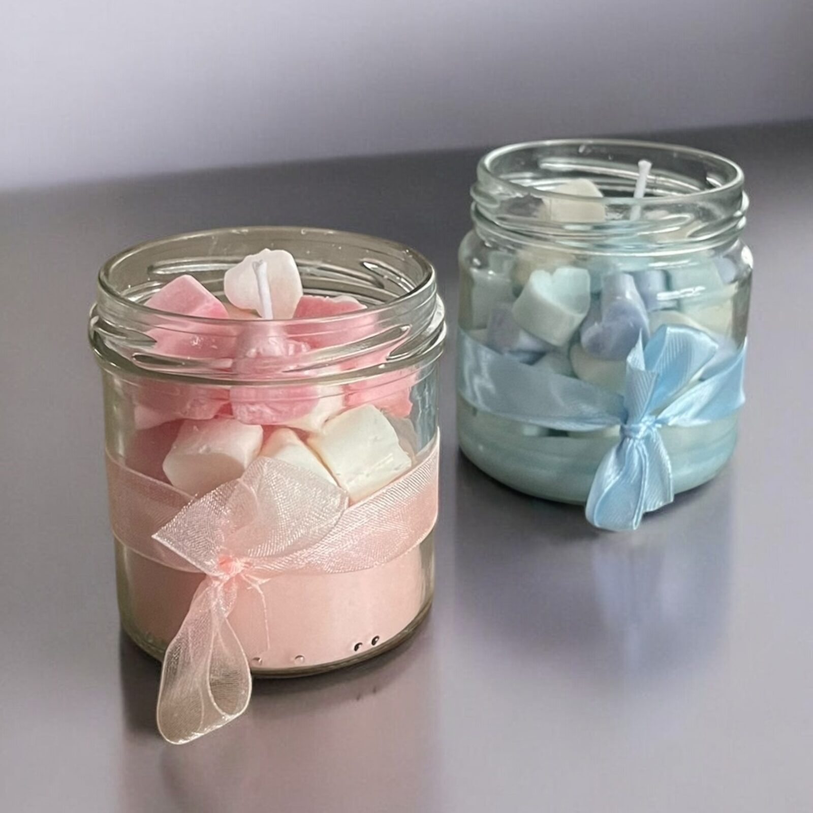 Pot bougies cœur colorés