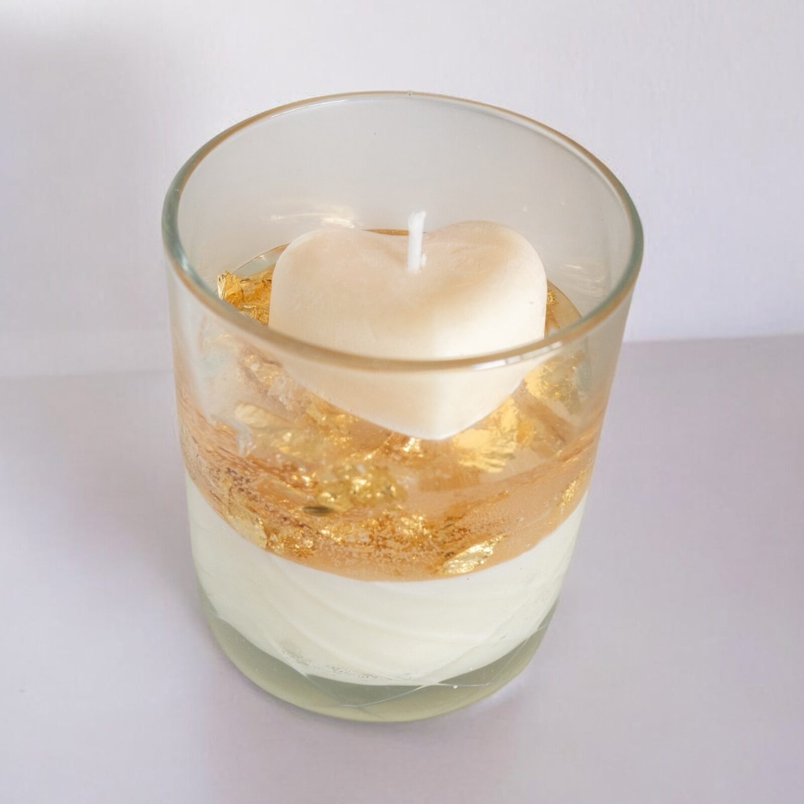 Verre bougie Paillette dorée coeur
