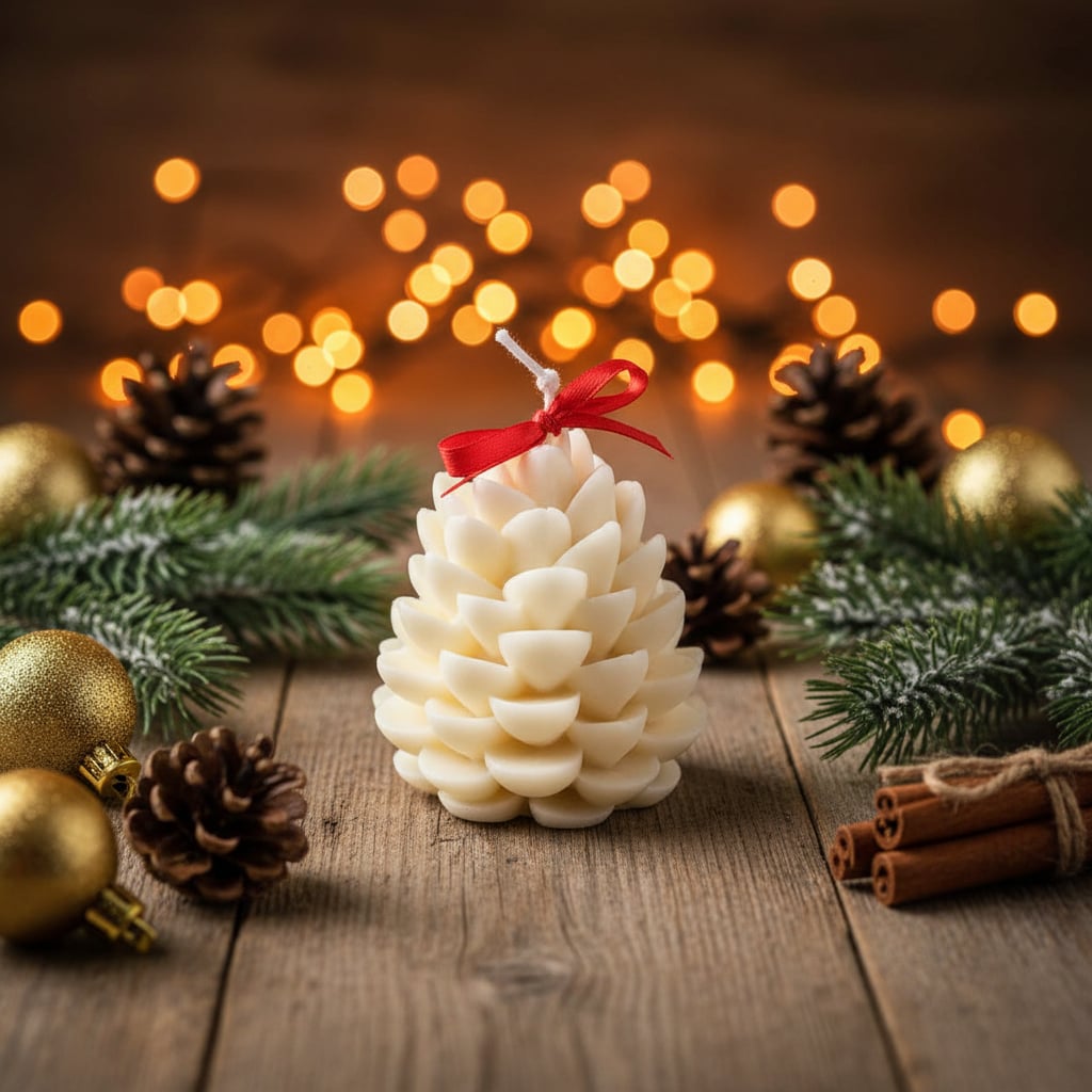 Bougie Pomme de pin de noël