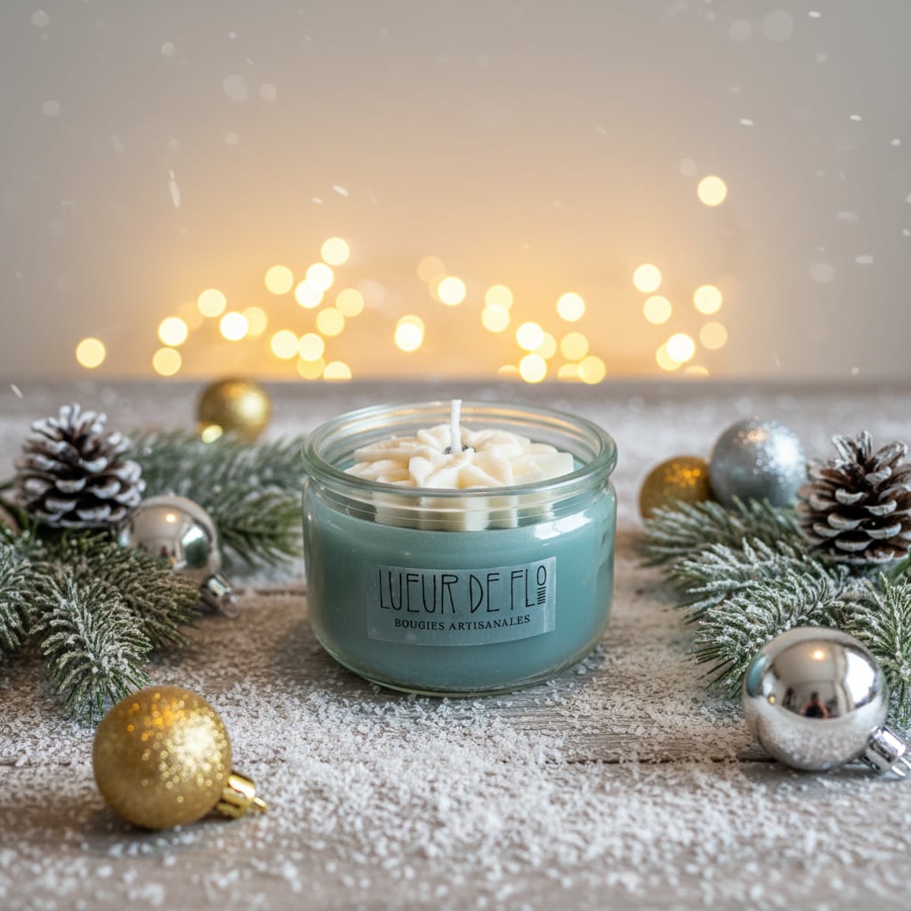 Petit pot bleu fleur de noël