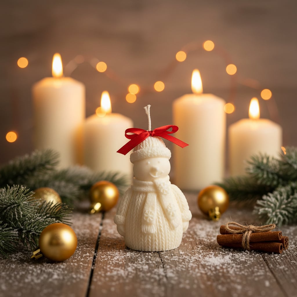 Bougie Bonhomme de Neige de noël