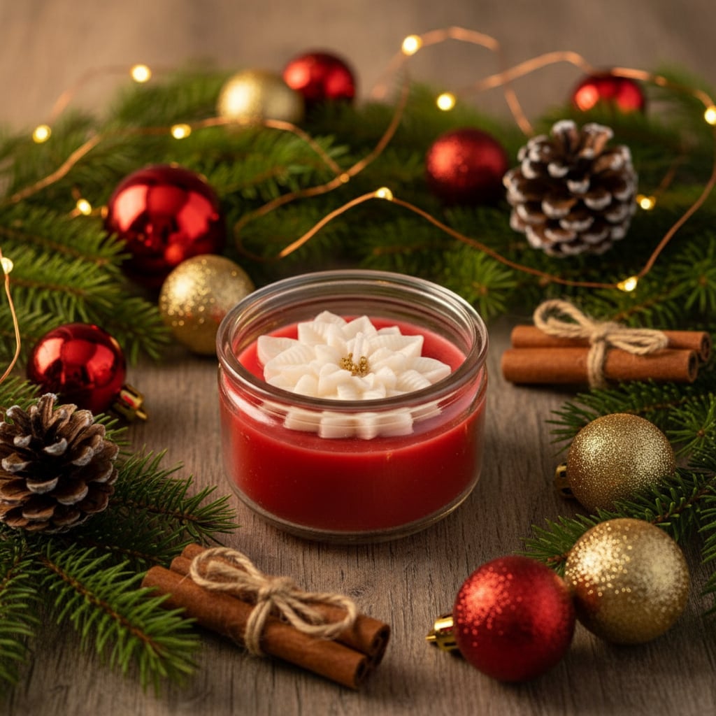 Petit pot rouge fleur de noël