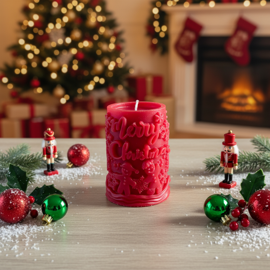 Bougie Merry Christmas rouge