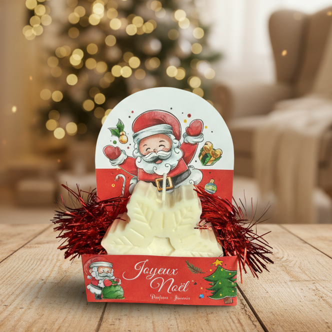 Bougie flocon dans son étui de Noël