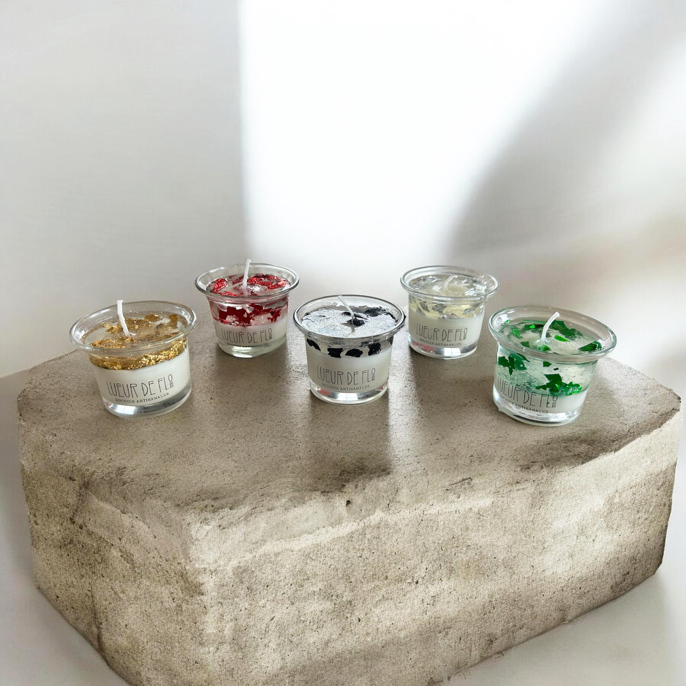 Petits pots de bougies - Gelée pailletée Bio