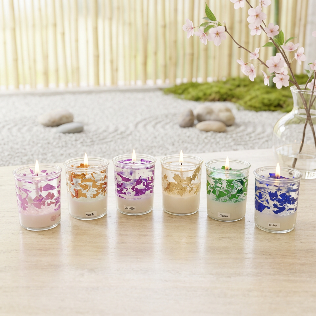 Petits pots de bougies - Gelée pailletée Bio