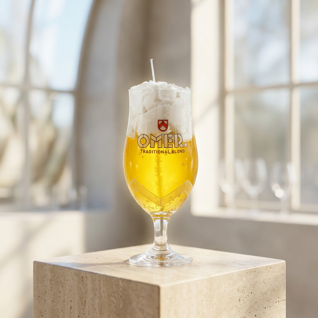 Bougie artisanale effet bière - Verre de seconde main 01