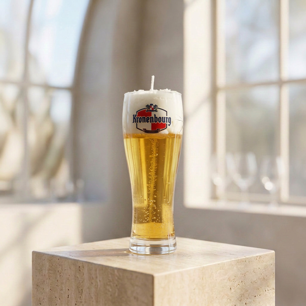 Bougie artisanale effet bière - Verre de seconde main 04