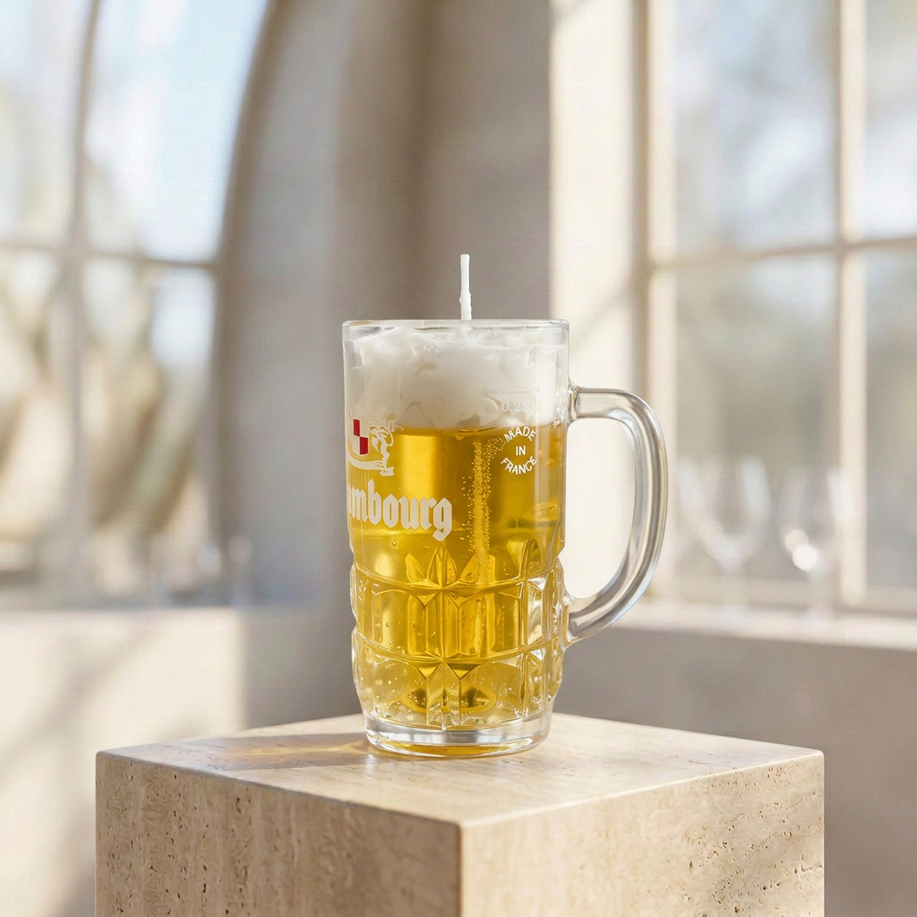 Bougie artisanale effet bière - Verre de seconde main 06