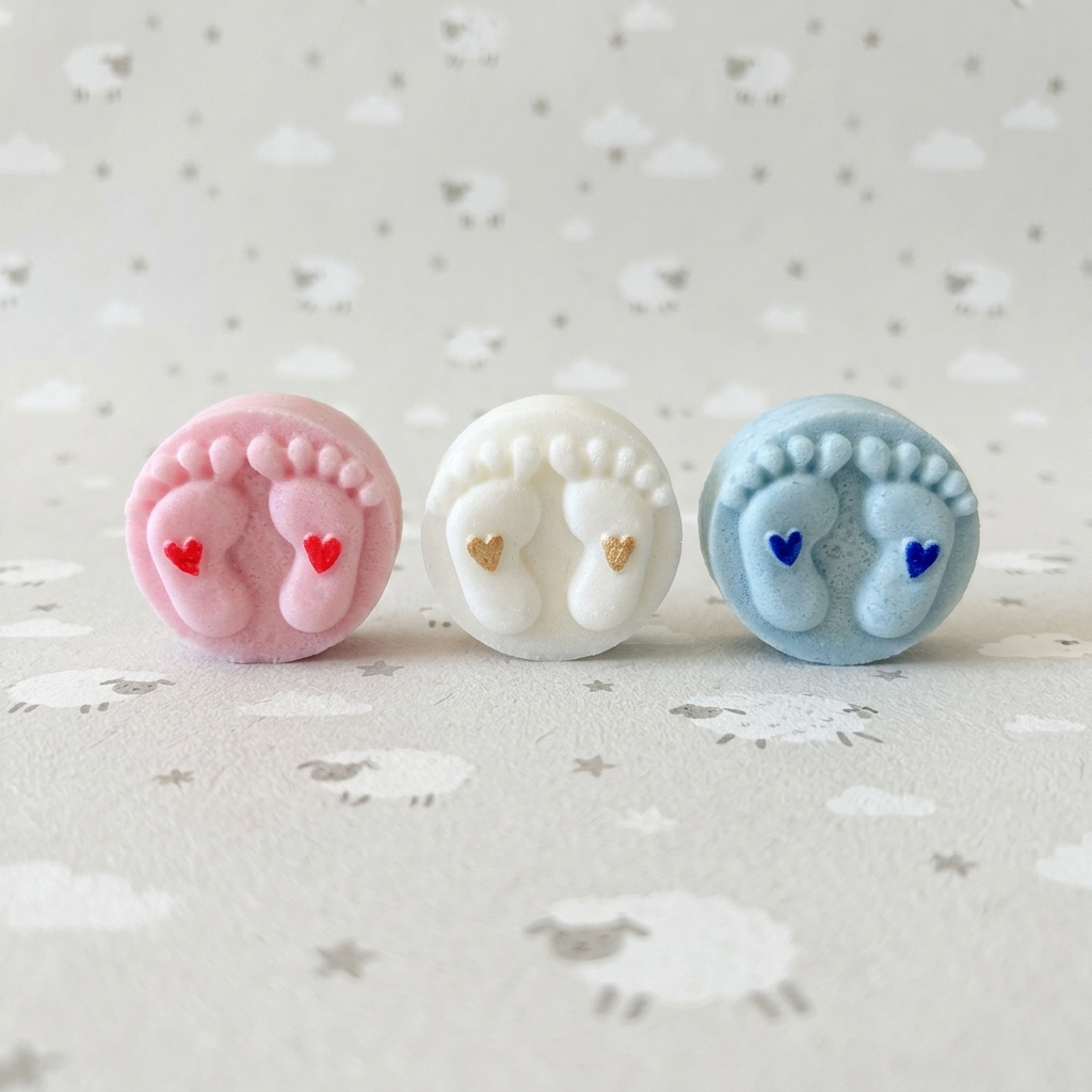 Fondants (bougies) Pieds à offrir pour naissance, baptême Bio parfum au choix