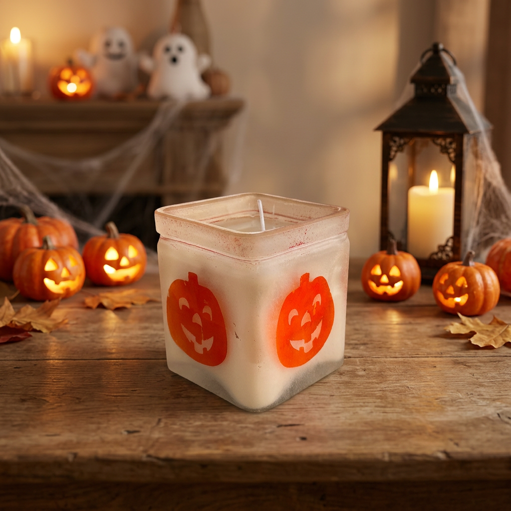 Bougie Halloween motifs citrouilles Bio parfumé